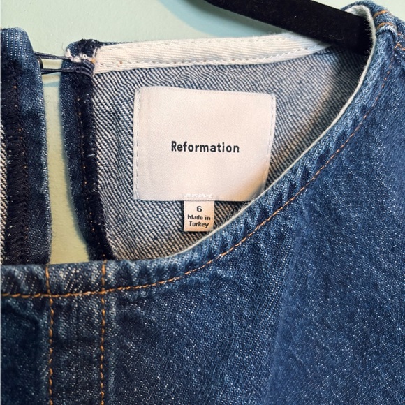 Reformation Citron Dark Blue Denim Sleeveless Mini Dress - Picture 9 of 10